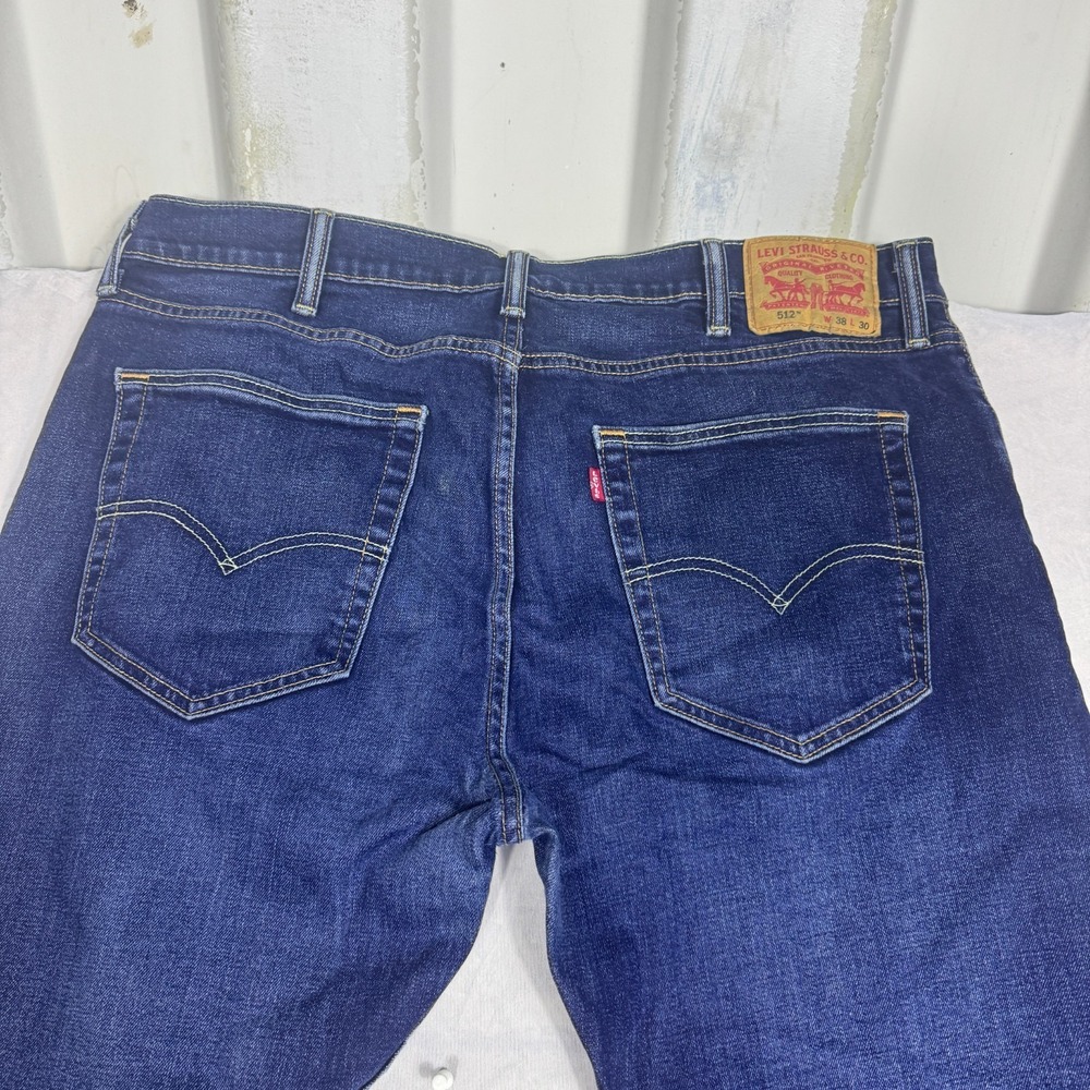 Levi's 512 Mens Tapered Leg Jeans Blue Denim Five Pockets Slim Fit‎ Size W38 L30 - Picture 4 of 16